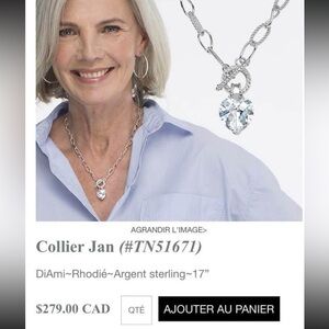 Tocara New Retired JAN Heart Toggle Silver Diami Necklace